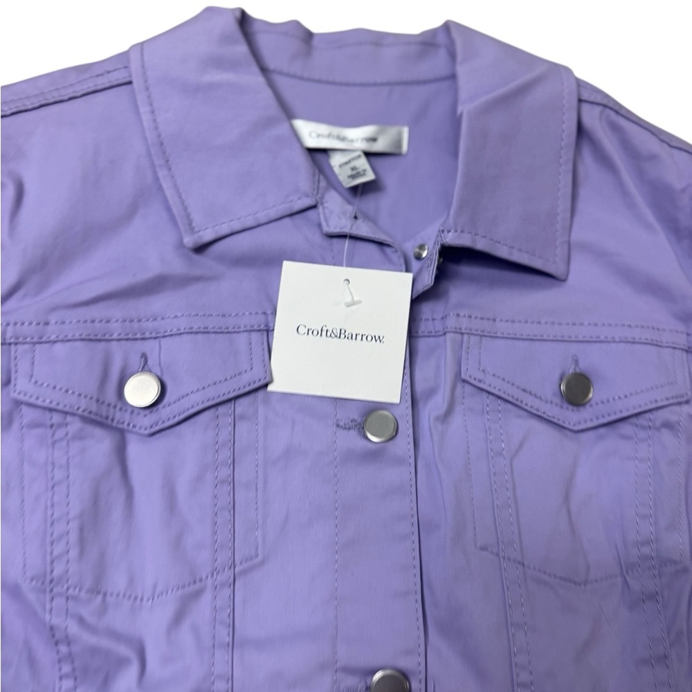 croft & barrow | Lavender Cotton-Blend Stretch Jean Jacket Pastel New With Tags - Picture 9 of 11